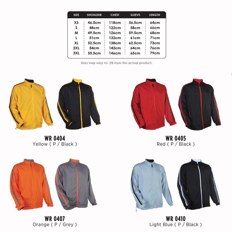 WR04 Full Zip Reversible Windbreaker