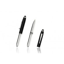 GENIUS Metal Touch Screen Stylus Ball Pen with LED Light (Black Ink)